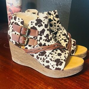 Cow print heels